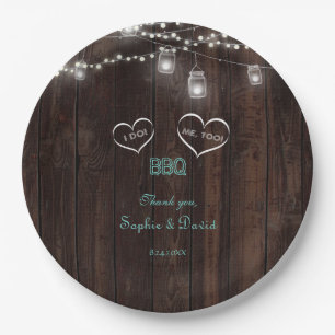 Vintage String Lights Old Barn I DO BBQ Paper Plate