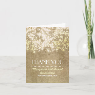 vintage string lights wedding thank you cards