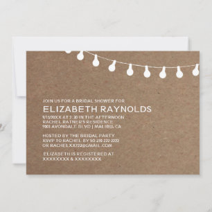 Vintage String of Lights Bridal Shower Invitations
