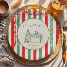 Vintage Stripe Bow Christmas
