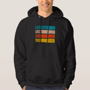 Vintage Stripe Colour Awesome Since June 1980 Birt Hoodie