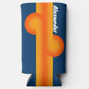 Vintage Stripe Loop with Name Seltzer Can Cooler