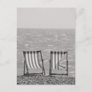 Vintage Striped Beach Chairs Postcard