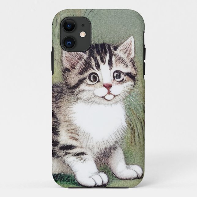 Vintage Striped Kitten Illustration Case-Mate iPhone Case (Back)