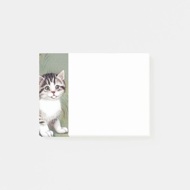 Vintage Striped Kitten Illustration Post-it Notes (Front)