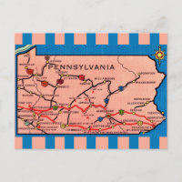 Vintage Striped Pennsylvania Map