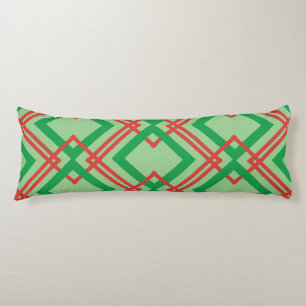 Vintage striped red and green body pillow
