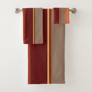 Vintage Stripes copper and reds Bath Towel Set