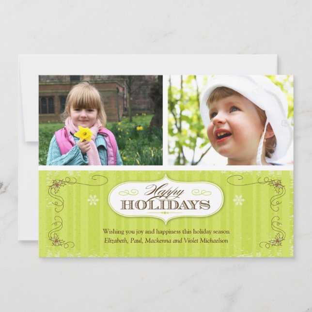 Vintage Stripes Holiday Card (Front)