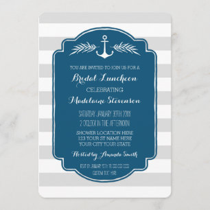 Vintage Stripes Nautical Bridal Lunch Invitations