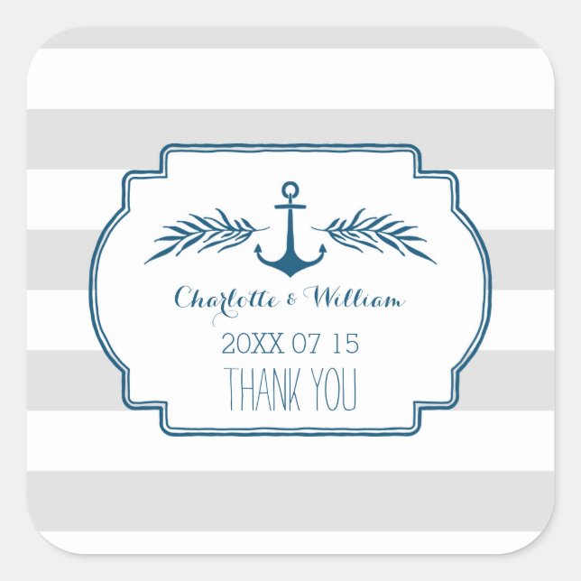 Vintage Stripes Nautical Wedding Favour Tags (Front)