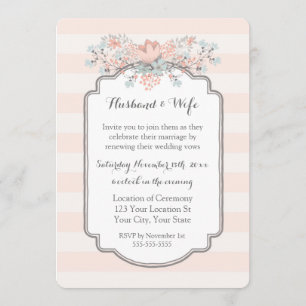 Vintage Stripes Wedding Vow Renewal Invitation
