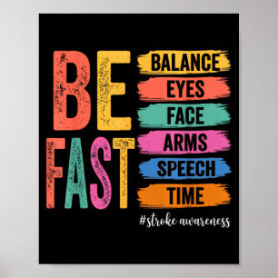 Vintage Stroke Awareness Be Fast Healthcare Worker Poster