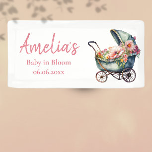 Vintage Stroller Personalized Baby Shower Banner
