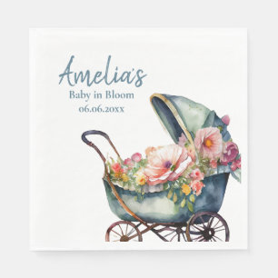 Vintage Stroller Personalized Baby Shower Napkin
