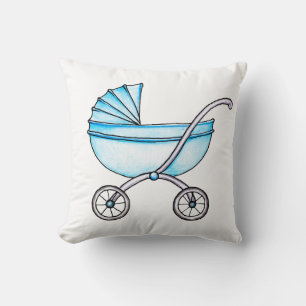 Vintage stroller throw pillow