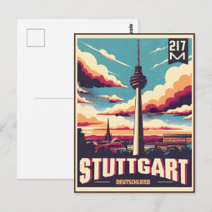 Vintage Stuttgart TV Tower Fernsehturm german gift Postcard