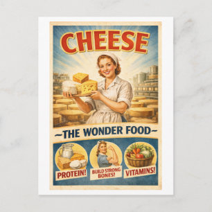 Vintage-Style 1950s Cheese Advertisement Postcard