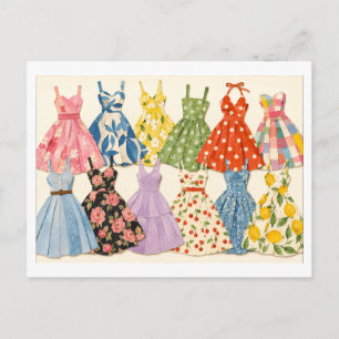 Vintage-Style 1950s Sundresses Postcard