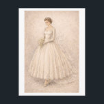 Vintage-Style 1950s Wedding Gown Postcard<br><div class="desc">This is an AI-generated image of a 1950s wedding gown.</div>