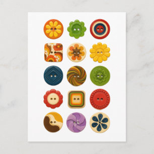 Vintage-Style 1970s Buttons Postcard