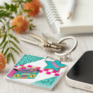 Vintage Style 1990 Stereo  Keychain