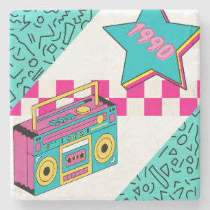 Vintage Style 1990 Stereo  Stone Coaster