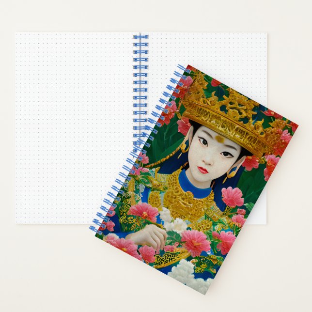 Vintage Style Abstract Asian Girl with Flowers Notebook (Inside)