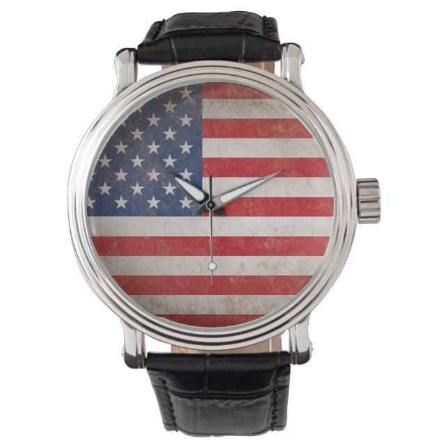 Vintage Style American Flag Patriotic Watch (Front)