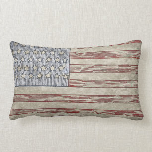 Vintage Style American Flag Pillow