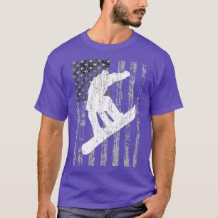 Vintage Style American Flag Snowboarding T-Shirt