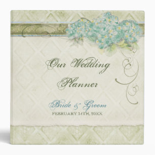 Vintage Style Aqua Floral Hydrangea Swirl Damask Binder