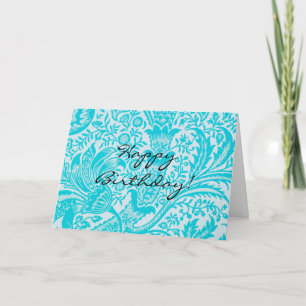 Vintage Style Aqua Generic Birthday Card