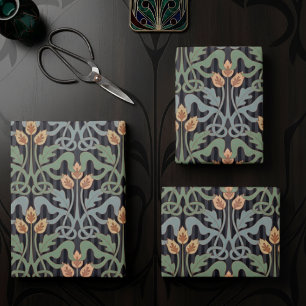 Vintage Style Art Nouveau Floral Wrapping Paper Sheet