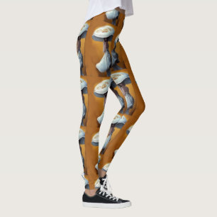 vintage style artist design lady with mushrooms leggings