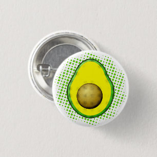 Vintage Style Avocado Drawing 1 Inch Round Button