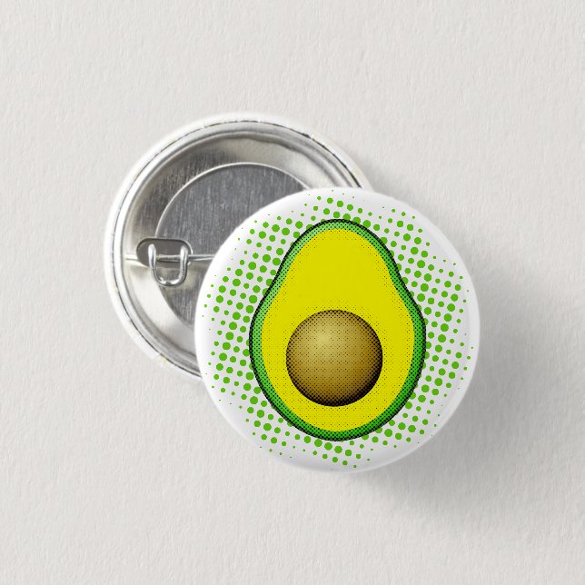 Vintage Style Avocado Drawing 1 Inch Round Button (Front & Back)