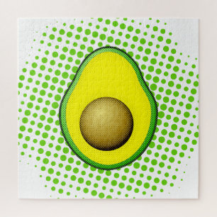 Vintage Style Avocado Drawing Jigsaw Puzzle