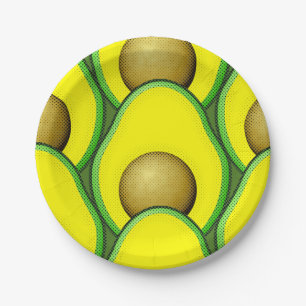 Vintage Style Avocado Drawing Paper Plate