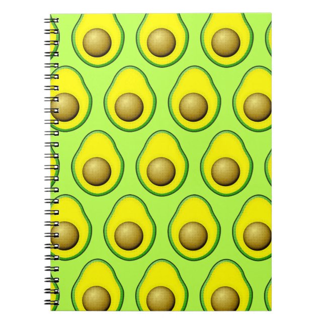 Vintage Style Avocado Drawing Pattern Notebook (Front)