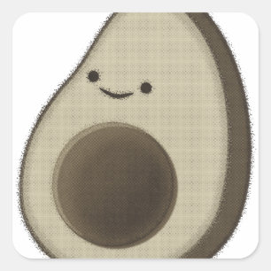 Vintage Style Avocado Drawing Square Sticker