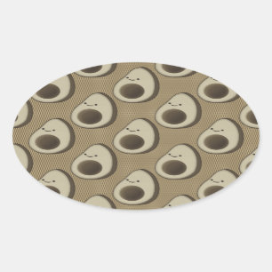 Vintage Style Avocado Pattern Oval Sticker