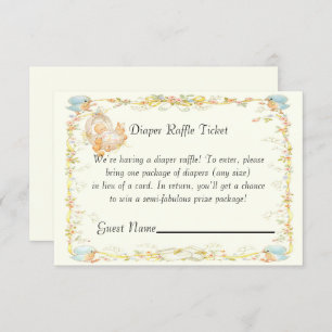 vintage Style Baby Shower Diaper Raffle Card