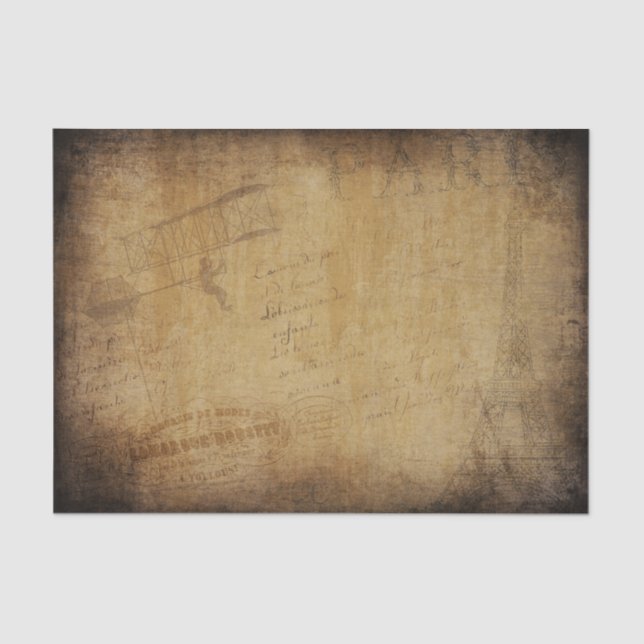Vintage Style Background Eiffel Tower" Tissue Paper (Front)
