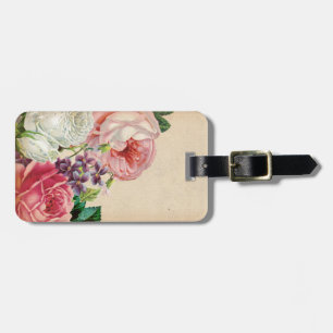 Vintage Style Background with Rustic Flowers Luggage Tag