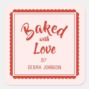 Vintage Style 'baked with love'  Holiday Baking Square Sticker