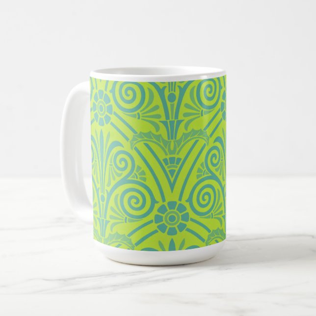 Vintage style baroque Lime Green Blue Mug Cup (Devant gauche)