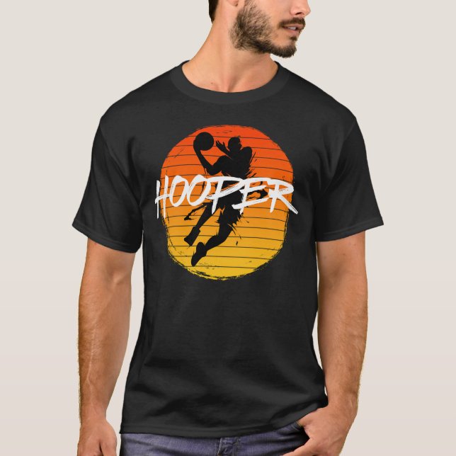 Vintage Style Basketball Hooper Sunset T-Shirt (Front)