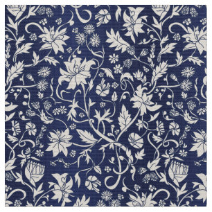 Vintage style beautiful blue floral pattern fabric