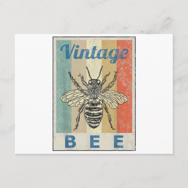 Vintage Style Bee Queen Honey Beekeeper Beekeeping Postcard (Front)